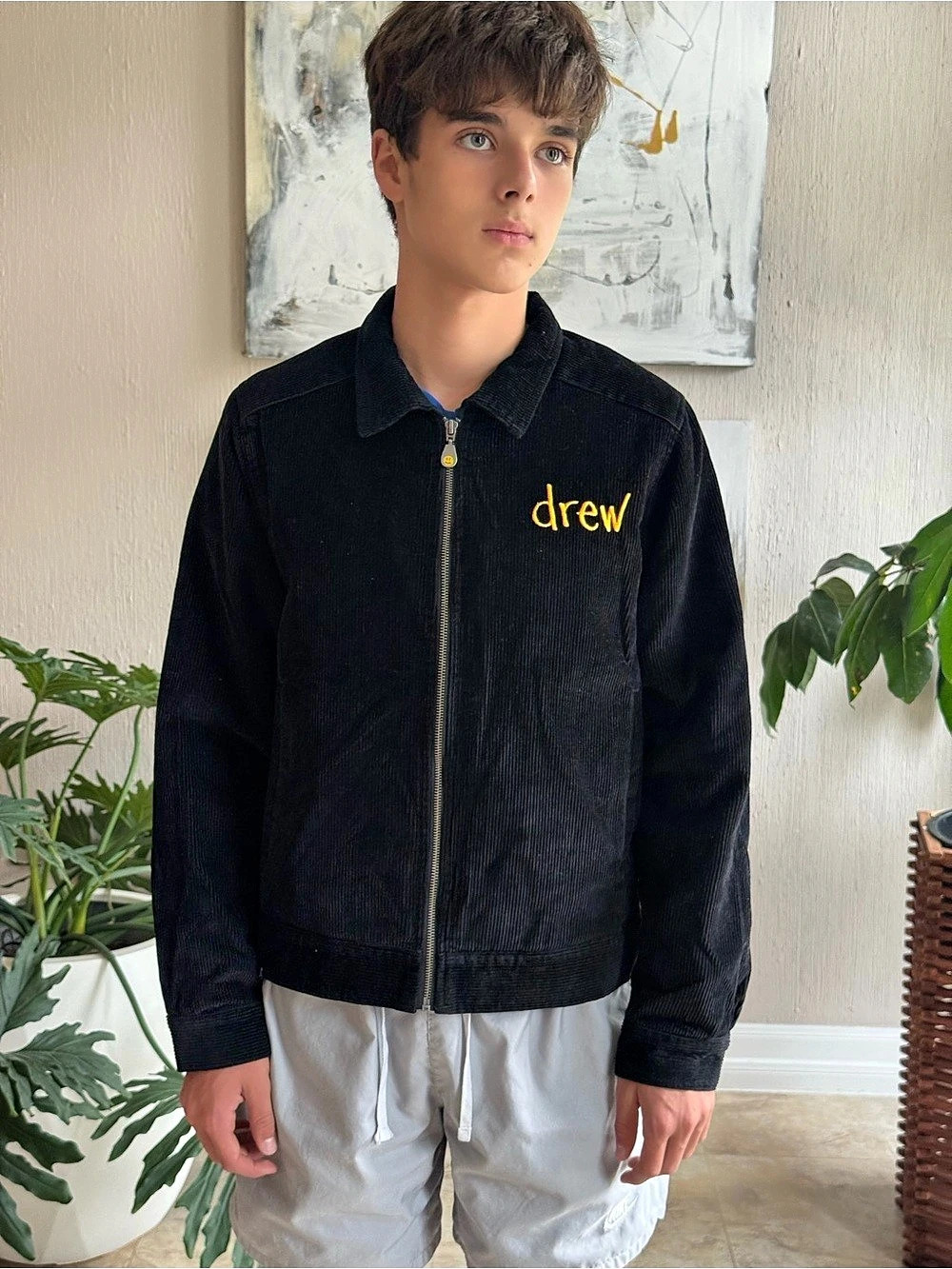 drew house SSENSE exclusive black painted mascot jacket Like New